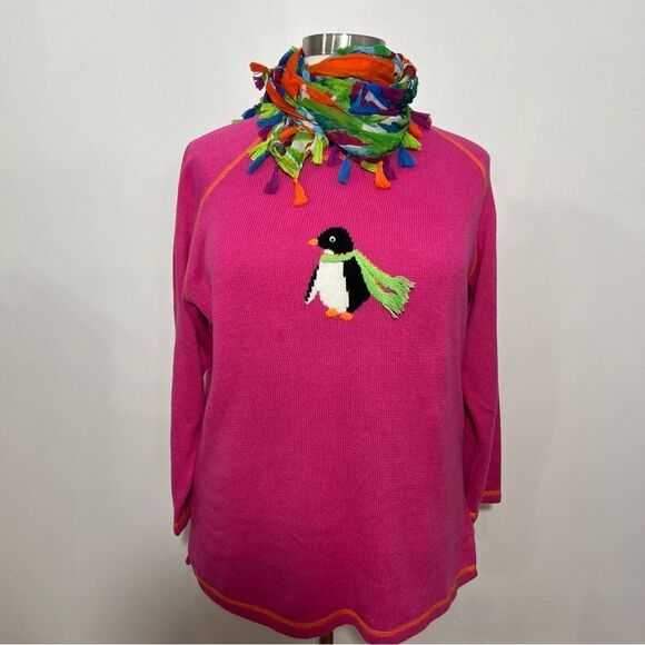 Vintage Quacker Factory Hot Pink Penguin Sweater‎ -- 1X - Picture 4 of 10